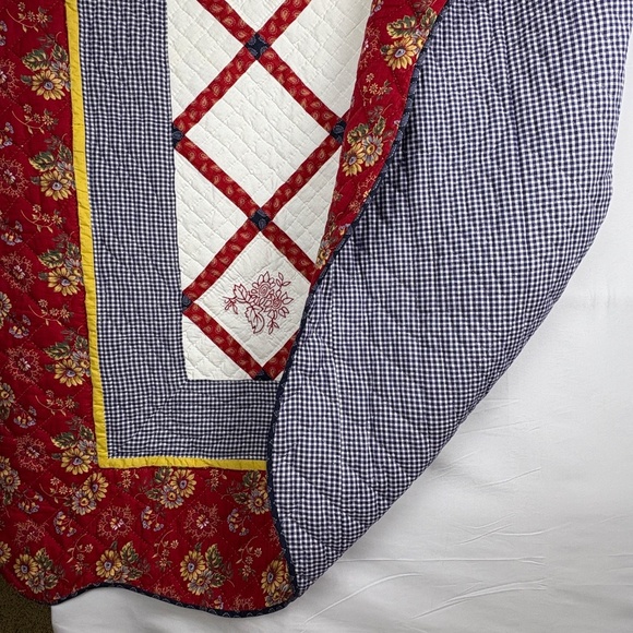 Quilt Lightweight Full/Queen Cotton 87 X 84 Floral Square Granny Cottage Country - Picture 6 of 13